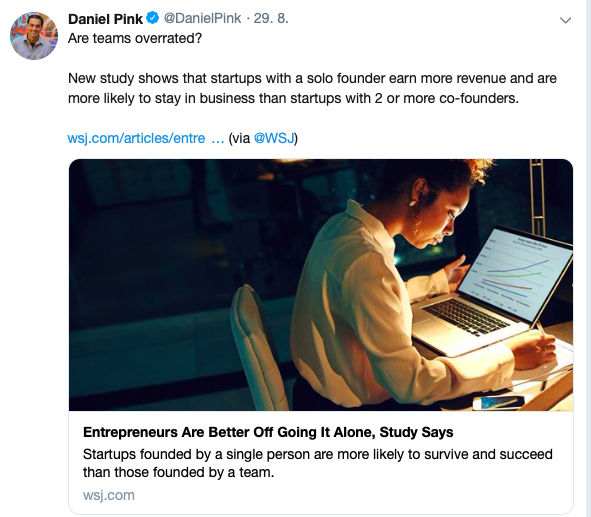 TOP sales influencer Daniel Pink Twitter